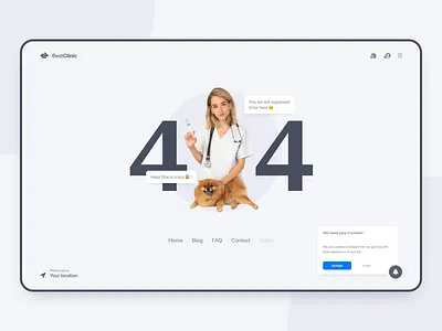 Daily UI #008 | 404 Page 2019 2020 404 adobe animals clean clinic daily design light modern page pet trend ui ux vet web website xd