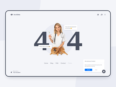 Daily UI #008 | 404 Page 2019 2020 404 adobe animals clean clinic daily design light modern page pet trend ui ux vet web website xd