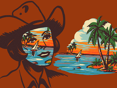 Island Cowgirl cowgirl drawing illustration island palmtree paradise procreate tropical vin conti