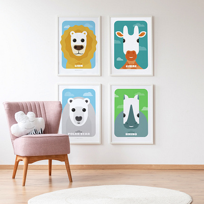 Little Animals posters bright colors buyarto childrens illustration illustrator poster