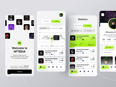 NFT Marketplace App app design bitcoin blockchain btc buy crypto cryptoart cryptocoin digital asset ethereum mobile nft nft marketplace non non fungible tokens rarible sell token ui wallet