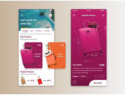 Suitcase App Design app concept design design minimal mobile app design mobile ui ui uidesign ux webdesign