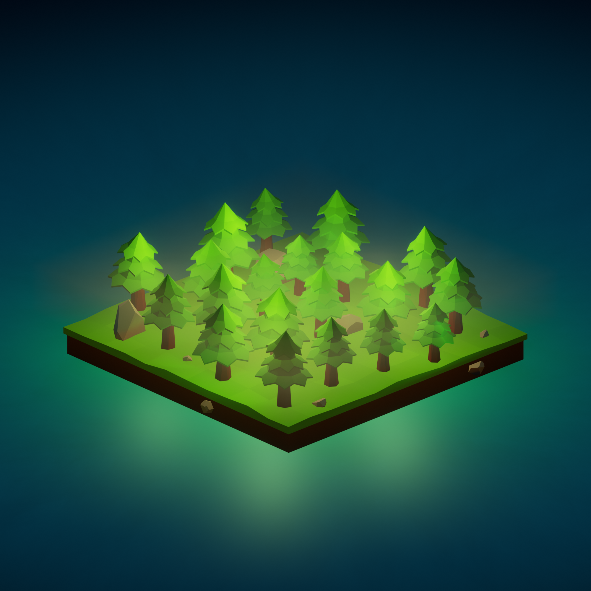 Example of Lowpoly mysterious forest