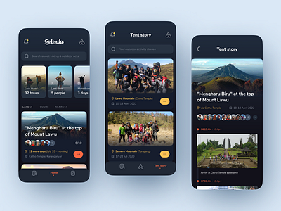 Setenda: Outdoor Activity Network App activity app creative design friend mobile nature outdoor photography platform share tent ui ux