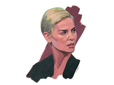 Charlize editorial illustration figurative illustrated portrait illustration painterly painting portrait portrait illustration realism traditional illustration