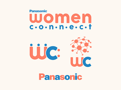 Panasonic Women Connect Conference and Campaign badge brand identity branding conference dot globe identity design identity system illustration logo pink tech