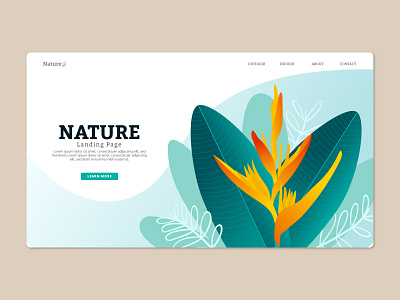 Nature Landing Page free download free vectors free web template freebie freepik illustration landing page minimalist nature nature illustration nature logo palm tree ui vector illustration