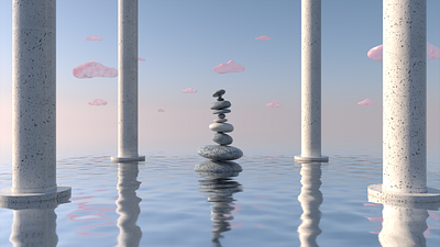 Peaceful Stones 3d 3d animation branding chill design illustration motion design