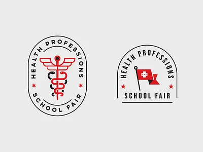 Health Professionals School Fair badge branding caduceus fair flag health healthcare logo professionals school stars texas tech typogaphy university