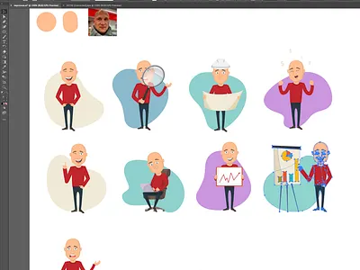 Bighead-in-progress character design flatdesign illustrator work in progress