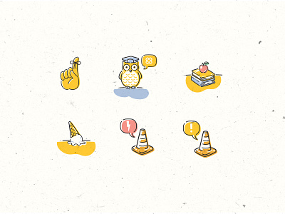 Spot Illustrations for Twine - Alerts, Education, and Oops cones digital illustration flat illustration hand icons illustration nostalgia retro spot illustration