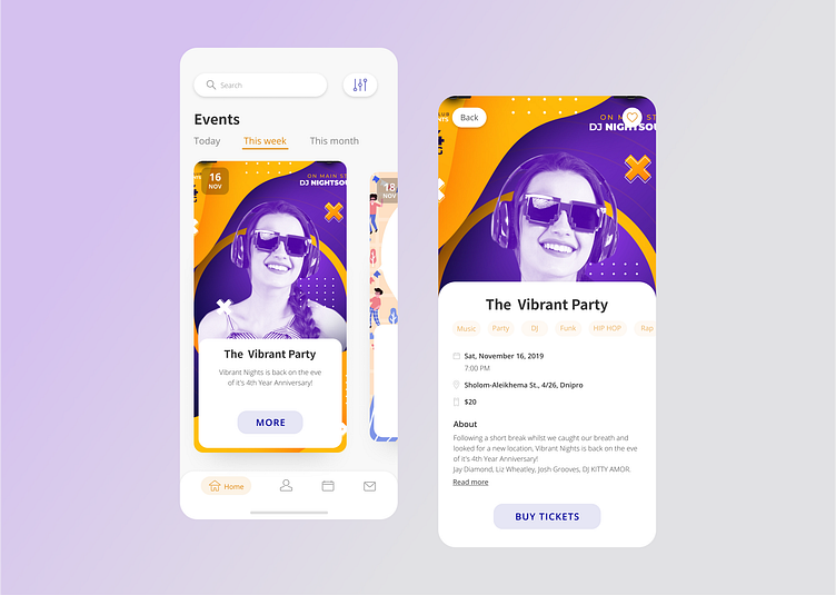 Event app by Natalie on Dribbble