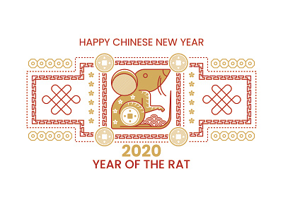 year of the rat animal chinese design line new year ui vector