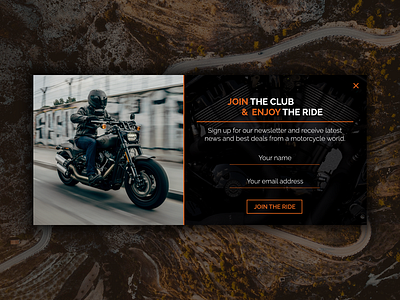 Moto Newsletter Sign Up form forms harley davidson harley davidson input field moto motorbike motorcycle motorcycles newsletter newsletters popup popups register form ui