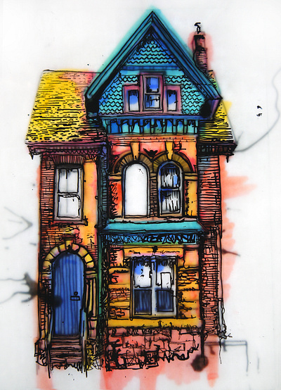 Town house one analog drawing drawing ink drawingart illistrator illustration illustrations pen and ink