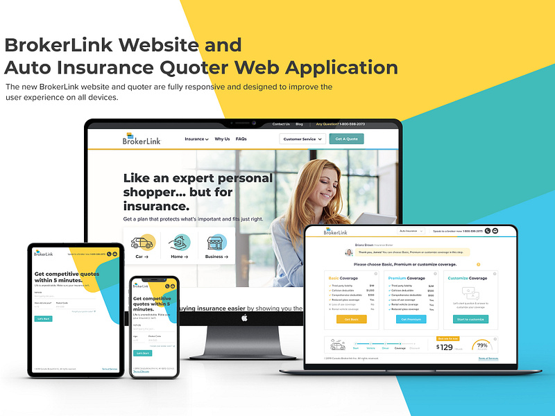 New BrokerLink Insurance Website & Auto Quoter Design animation design icon responsive ui ux website design