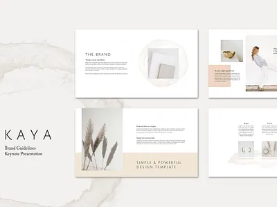 KAYA Keynote Brand Guidelines beauty brand clean deck design ebook ecourse fashion female feminine guidelines keynote keynote template pitch presentation project proposal ui watercolour webinar