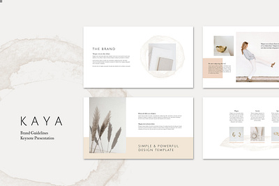 KAYA Keynote Brand Guidelines beauty brand clean deck design ebook ecourse fashion female feminine guidelines keynote keynote template pitch presentation project proposal ui watercolour webinar