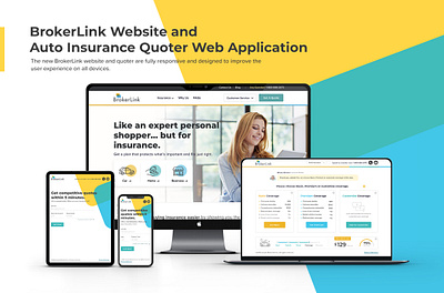 New BrokerLink Insurance Website & Auto Quoter Design animation design icon responsive ui ux website design