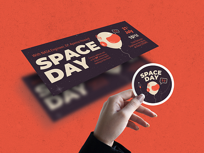 Facebook Cover, Sticker, Identity design for Space Day Event branding celebration cover design design graphic design identity design illustration orange social media social media design space design sticker symbol vector