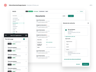 Ville de Montréal - Design system examples admin app components design app design system desktop modal ui