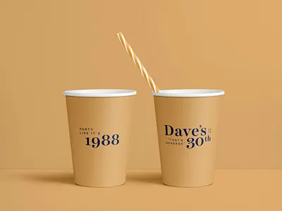 Dave's 30th Birthday Cups 30 30th birthday branding celebration cups design party party cups swag typography
