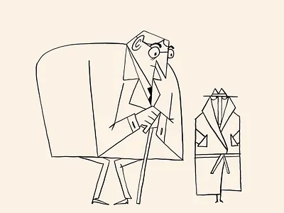 Quick sketch 50s artwork black and white cartoon cartoon character character drawing editorial illustration fun illustration lineart old old man onga quick sketch young