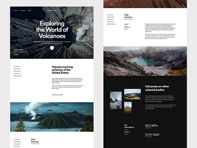 Volcanoes of the World Homepage design layout minimal modern nature photography typography volcanoes web design website website concept website design whitespace