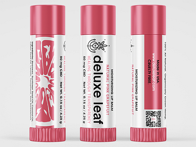 Deluxe Leaf "Natural Pink Grapefruit" Lip Balm adobe illustrator branding cbd chapstick clean grapefruit graphic design label label design label packaging lip balm natural package design packaging design pink vector