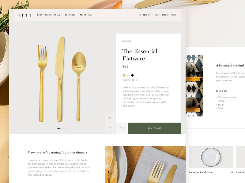 Kinn Home: Product Detail ecommerce funsize product detail website