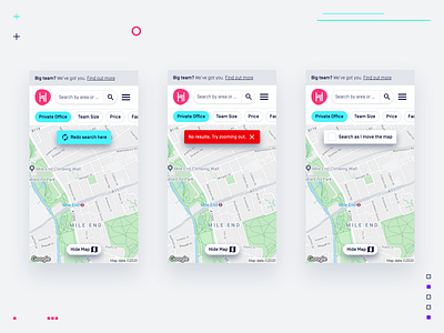 Mobile Map - No Results fab filters google maps map mobile no results property search ux