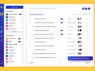 The one that got away app blue clean cms data feed interface list row social ui ux web design white
