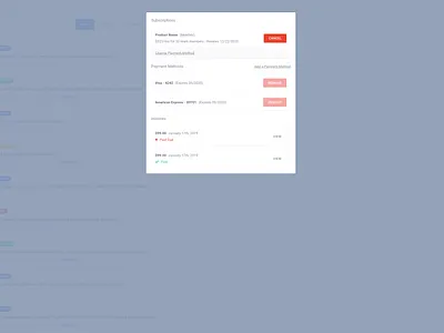 Billing Overlay billing cancel credit card css html invoices modal overlay payment method payments saas subscription