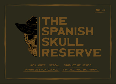 The Spanish Skull Reserve Label branding davidshulkindesign español etched handdrawn illustration handdrawntype illustration linework logo mezcal nahuatl oaxaca retro supply co skull spanish typography vintage design