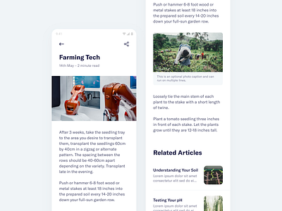 FarmSmart – Articles app articles blog clean farming management minimal mobile simple ui ux