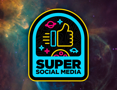 Social Social badge brand branding design logo logo design logos patch social social media space thumb thumbs up ufo vector