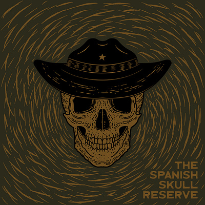 The Spanish Skull Reserve Brand Character brandidentity davidshulkindesign detailed espanol etched hand drawn limited palette linework logo illustration lonestar mexico oaxaca retro supply co skulls southwestern spanish trippy two color typography vintage