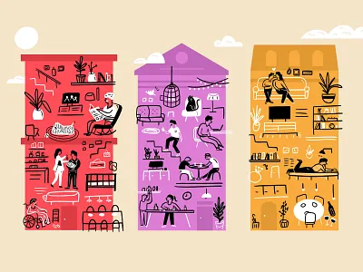 Apartment Therapy - Coliving apartment therapy blog illustration doodle editorial illustration home decor illustration design ipadproart