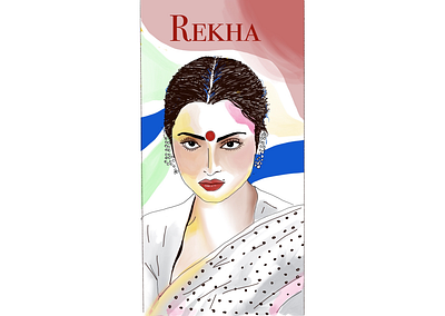 Bollywood Queens: Rekha actress art bindhi bollywood colorful contemporary contemporaryart illustration procreate rekha rekha saree