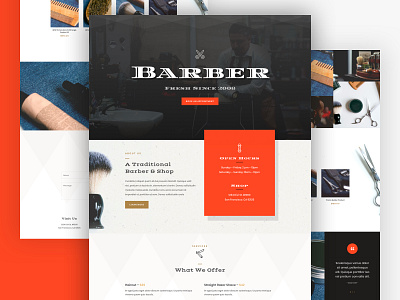 Barber Shop Landing Page Design for Divi barber barber shop barbershop booking business divi homepage landing page service shop ui ux web design website wordpress