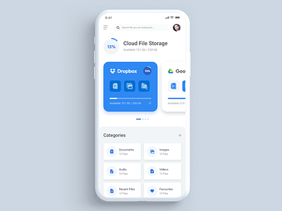 Cloud Storage App app app design cloud storage file storage ios app mobile app ui ux