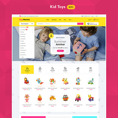 Big Market Kid Toys - eCommerce Multi-purpose Website Design responsive templatetrip