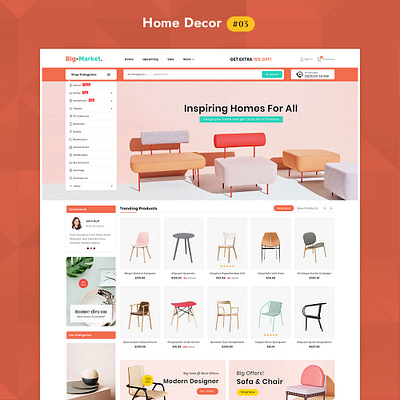 Big Market Furniture Home Decor - eCommerce Multipurpose Website responsive templatetrip