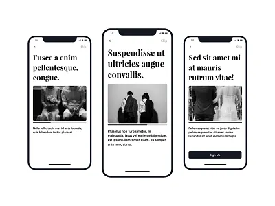 Onboarding — Daily UI Challenge #023-2 (Ft. app black and white daily dailyui design engagement idea inspiration interface ios iphone minimal onboarding photography stepper studio ui user interface ux wedding