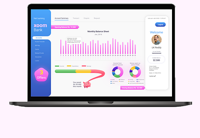 NetBanking Monthly Balance Sheet Presentation banking finance gui interaction design user experience user interface user interface design webdesign