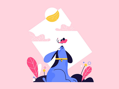 Doggo illustration animals blue character design dog illustration doggo illustration pink