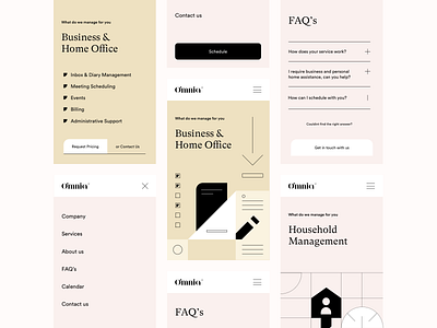 Omnia PA Mobile Version Website / UI / UX assistant branding design identity illiustration management mobile mobile ui omnia ui ux virtual