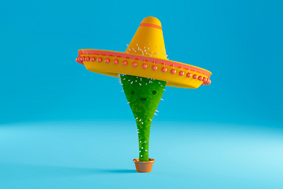 Mexican Cactus 3d 3d art 3d character 3d illustration blender blender 3d c4d cactus character character design creative doodle doodle art dribble illustration mexican mexico render rendering simple