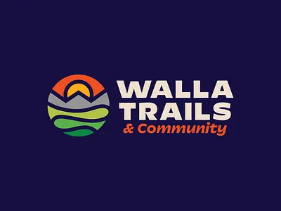 Walla Trails & Community cascade range dotties vanilla geometric logo lost tyle mountain brand mountain logo north cascades outdoors pacific northwest pnw sun logo sunrise sunset logo trail logo trail running w logo