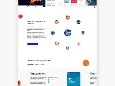 Whispir website homepage blobs branding design designer duelofdoves electric blue homepage icon logo minimal typography ux vector website website design